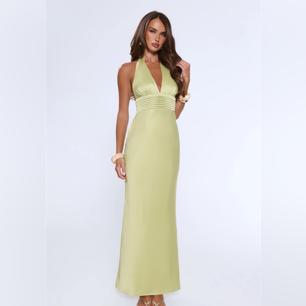 Green halter dress